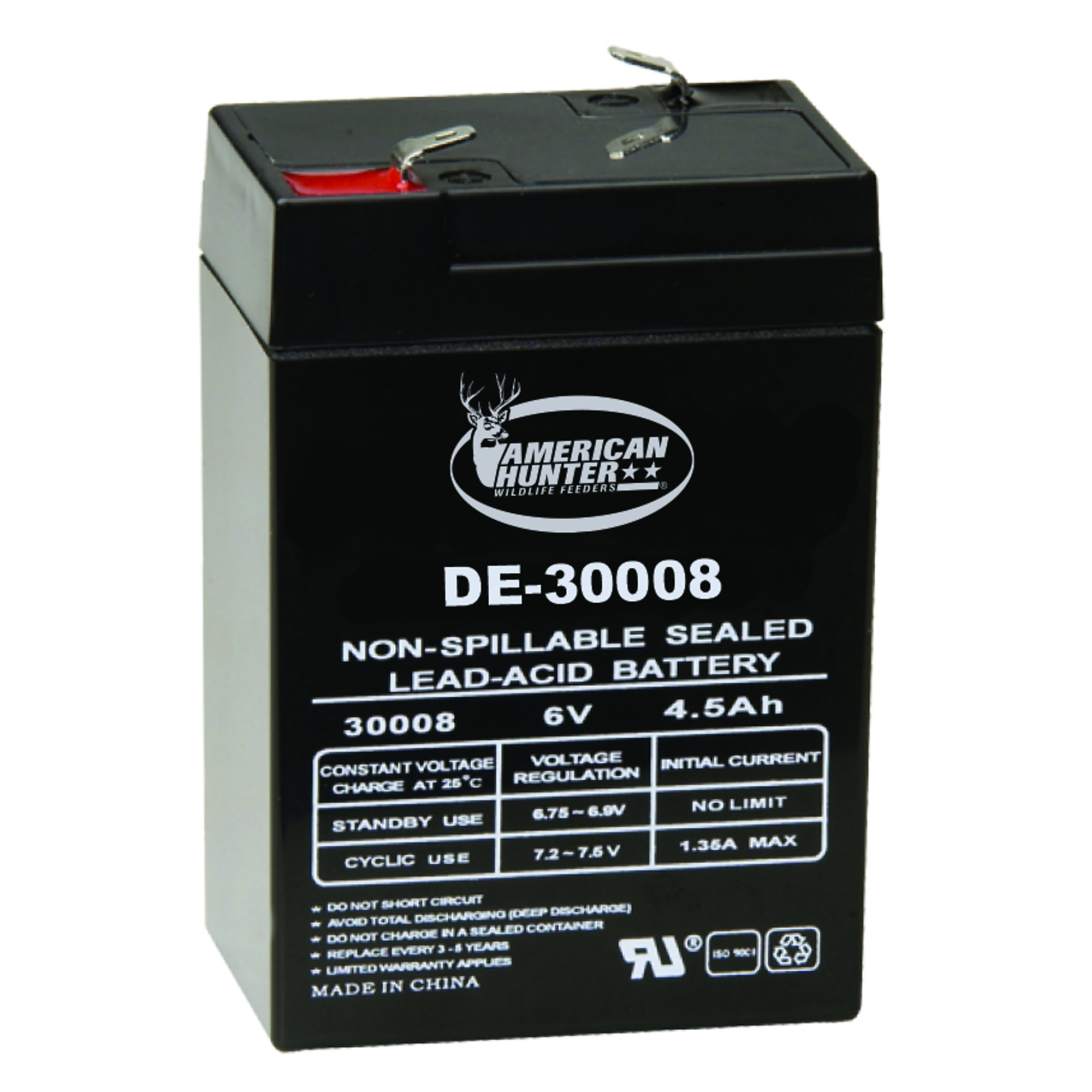 American Hunter, 6V 4.5A F-Tab Rechargeable Battery, Color Black, Model# GSM-DE-30008